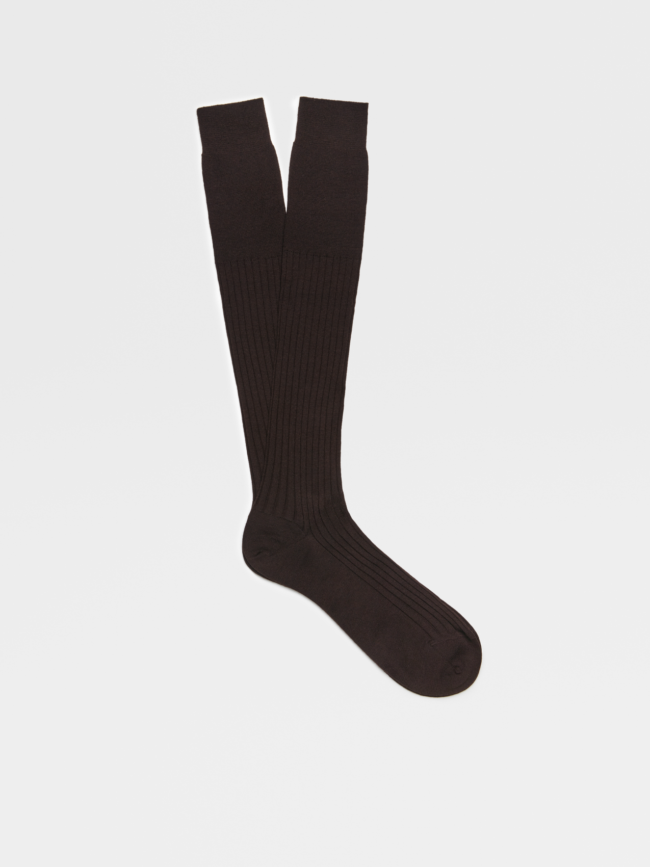 Brown Wool Ribbed Knee Socks